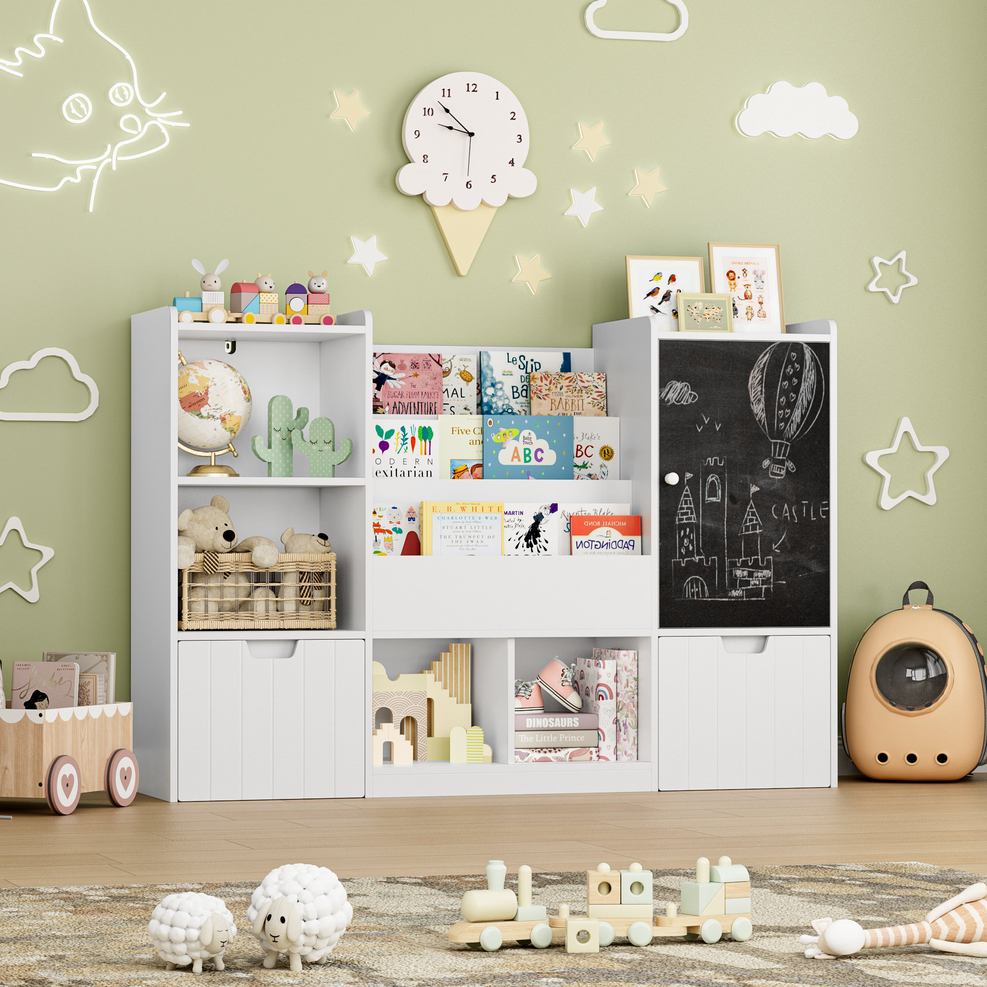 Isabelle & Max™ 55.1'' Kids Storage Bookcase with 2 Removable